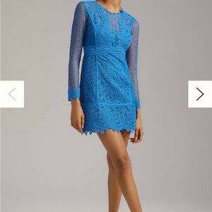 By Anthropologie Sheer Lace Mini Dress